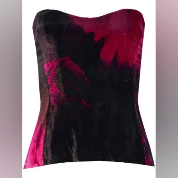 Retrofete Nat Strapless Top Corset Velvet Floral Size XL - Picture 2 of 5